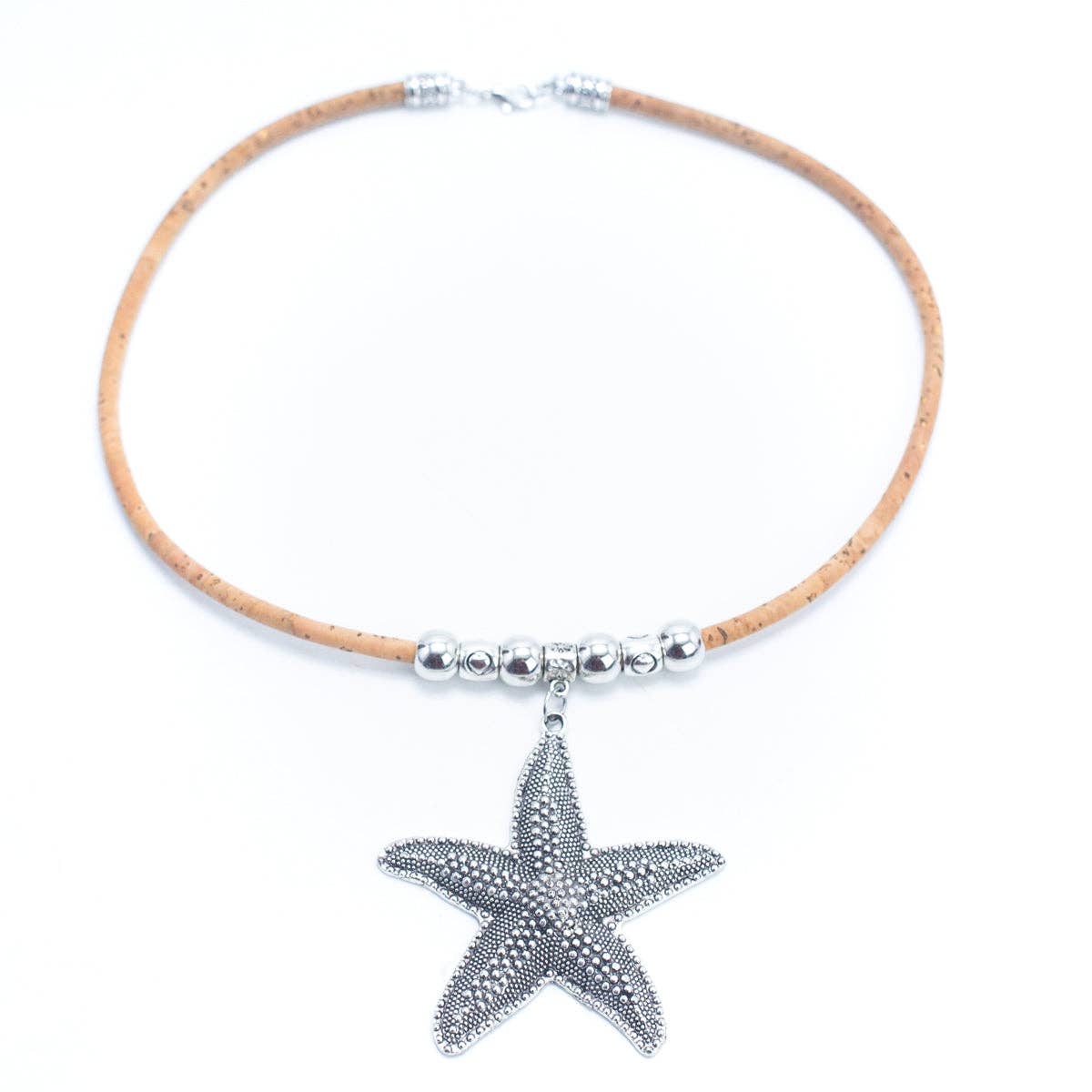 5MM Natural Cork with Flowers Handmade Necklace