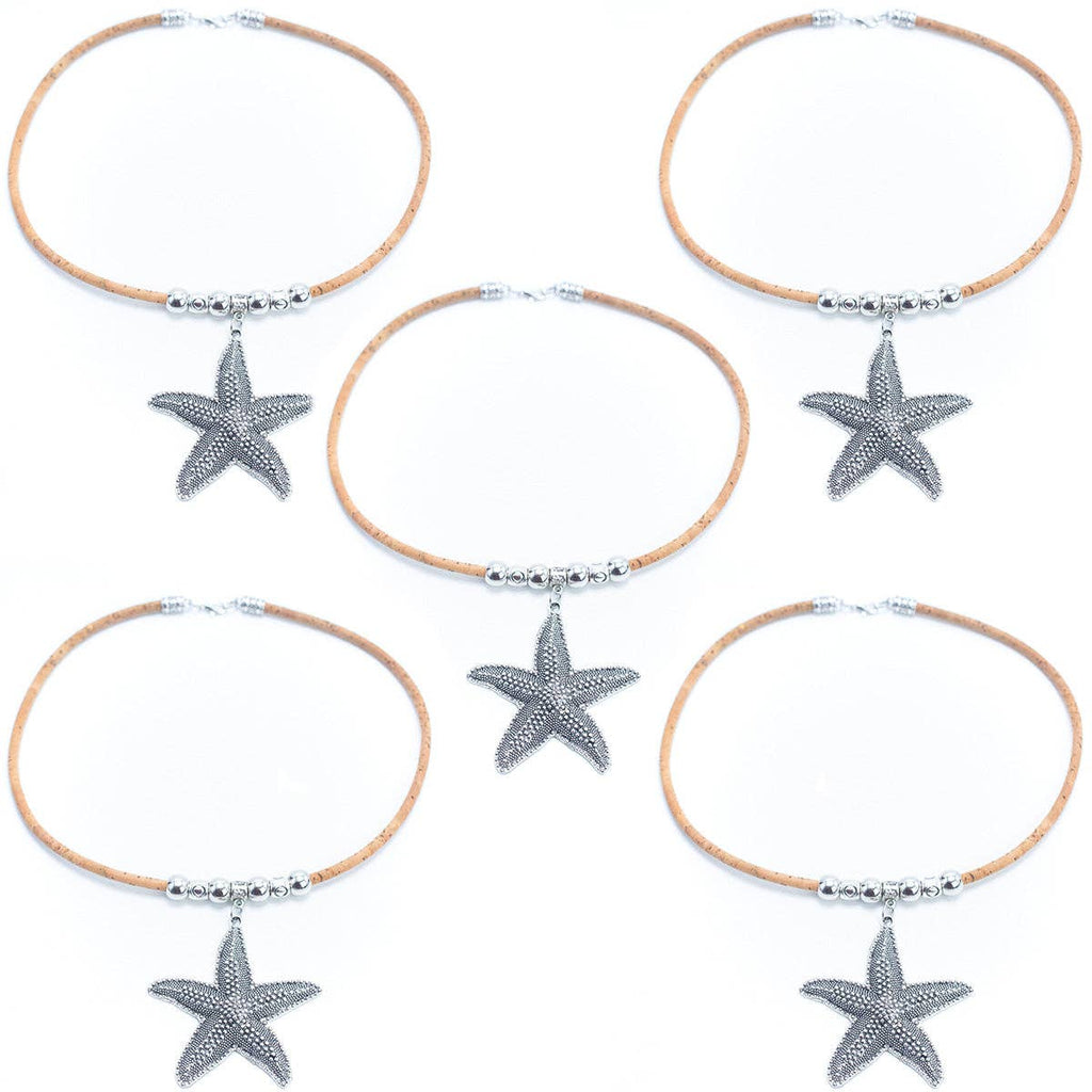 5MM Natural Cork with Flowers Handmade Necklace