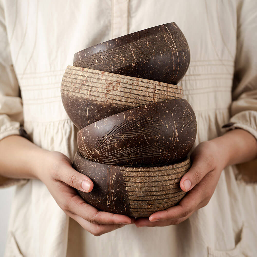 Eco-friendly Coconut Bowls & Spoons Set of 4