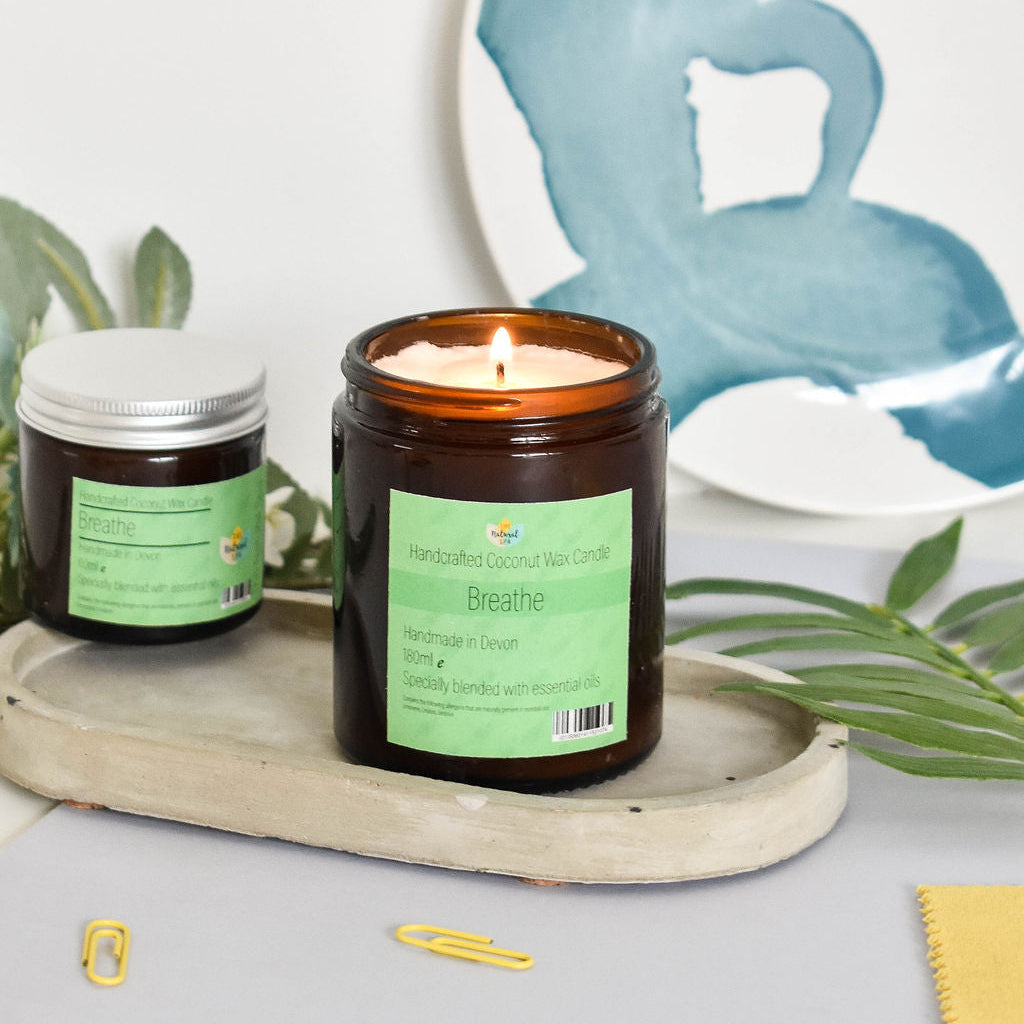 Breathe hand poured coconut wax candle - 2 size options-0
