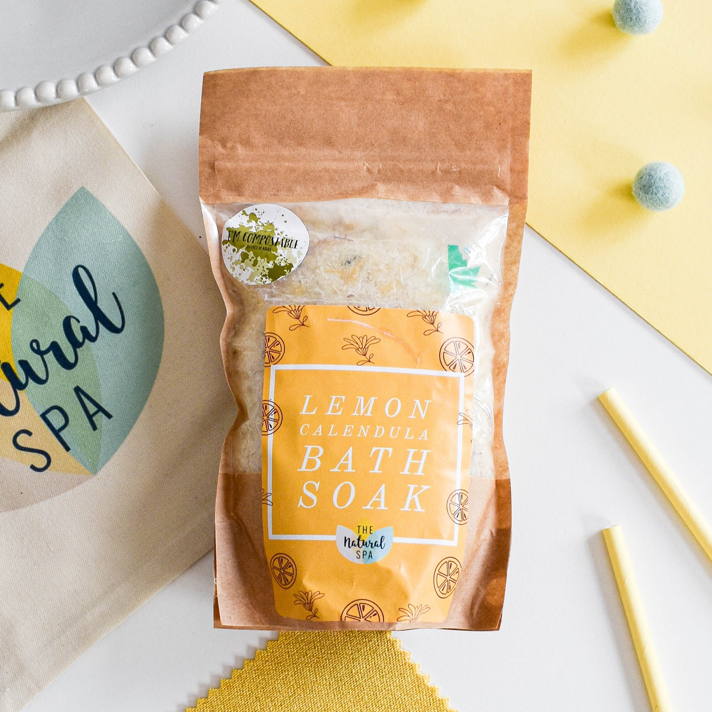 225g Lemon and Calendula Bath Soak - Compostable pouch-0