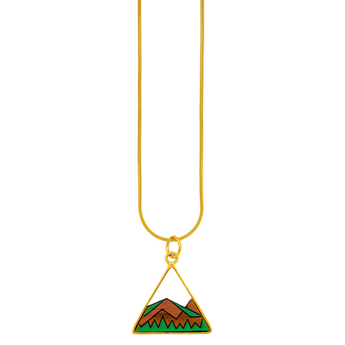Hill Eco-friendly Recycled Wood Gold Necklace