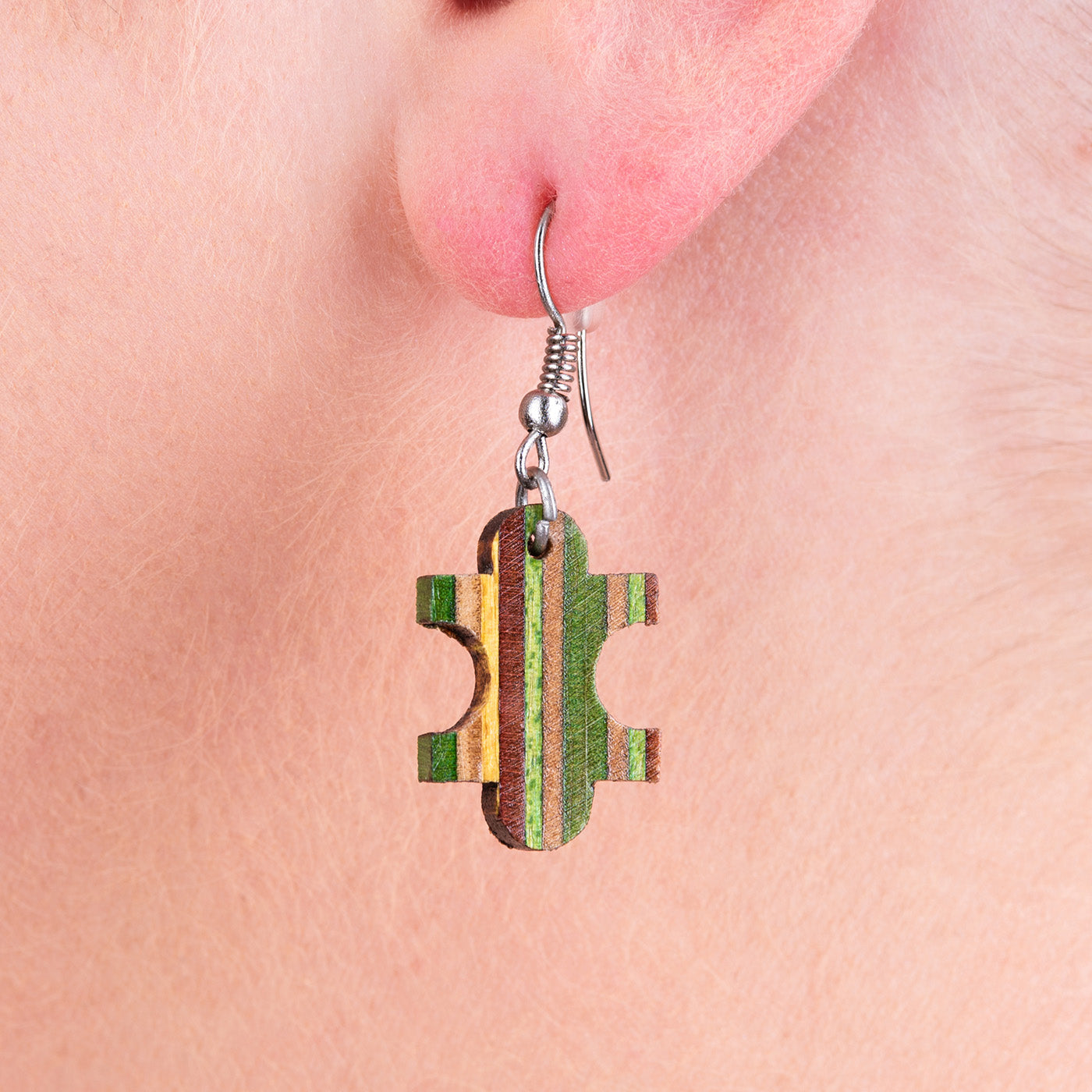 Jigsaw Recycled Skateboard Earrings