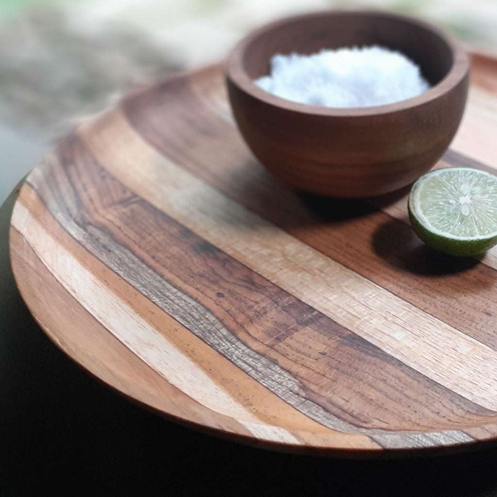 Premium Upcycled End Grain Wooden Serving Plate (2 Patterns)