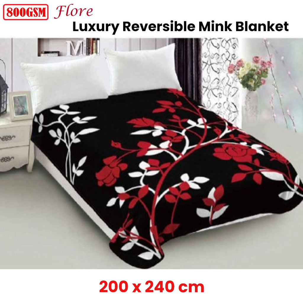 NNEDSZ Lylac Homeware 800GSM Luxury Reversible Mink Blanket Flore Queen