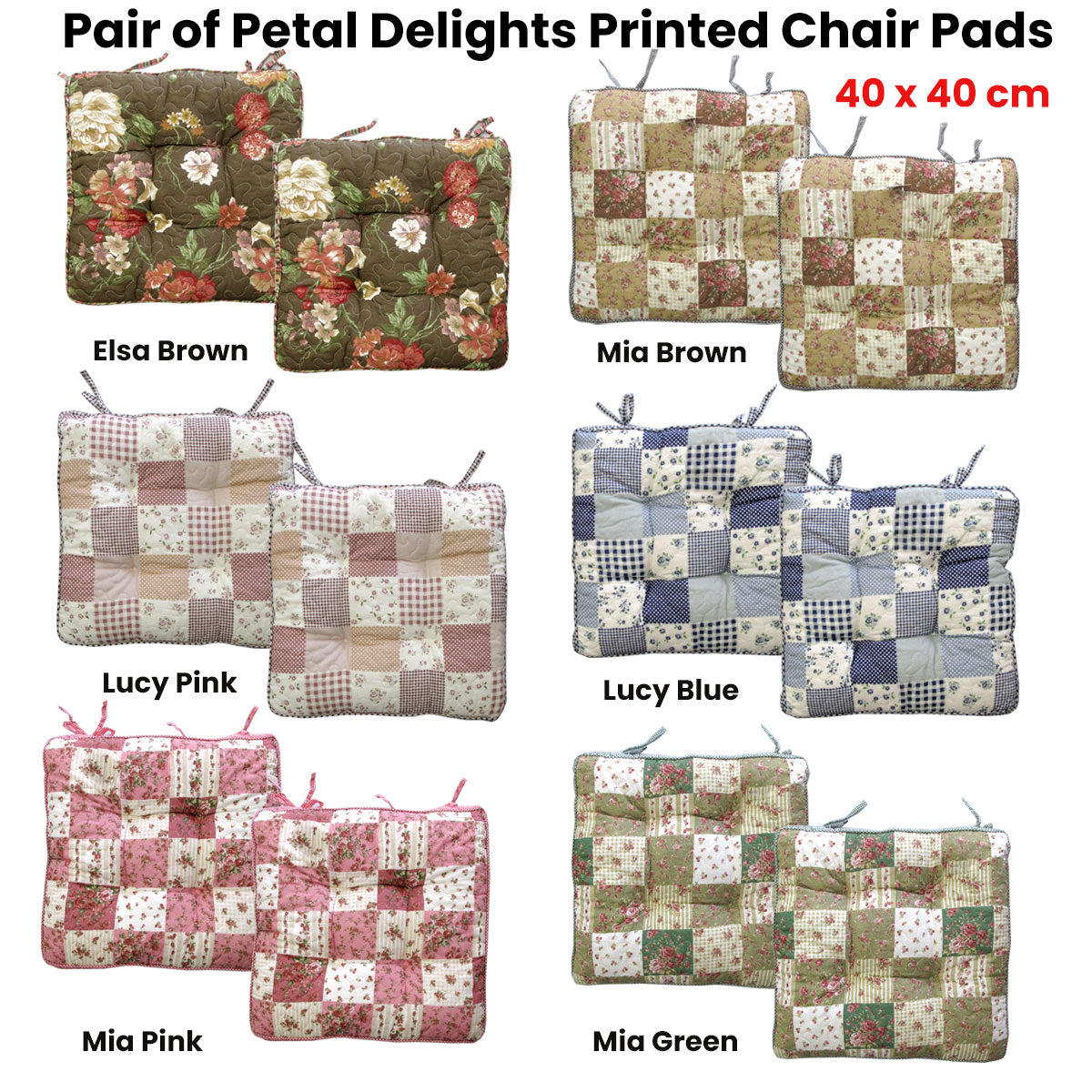NNEDSZ Lylac Homeware Petal Delights Set of 2 Cotton Chair Pads Elsa Brown