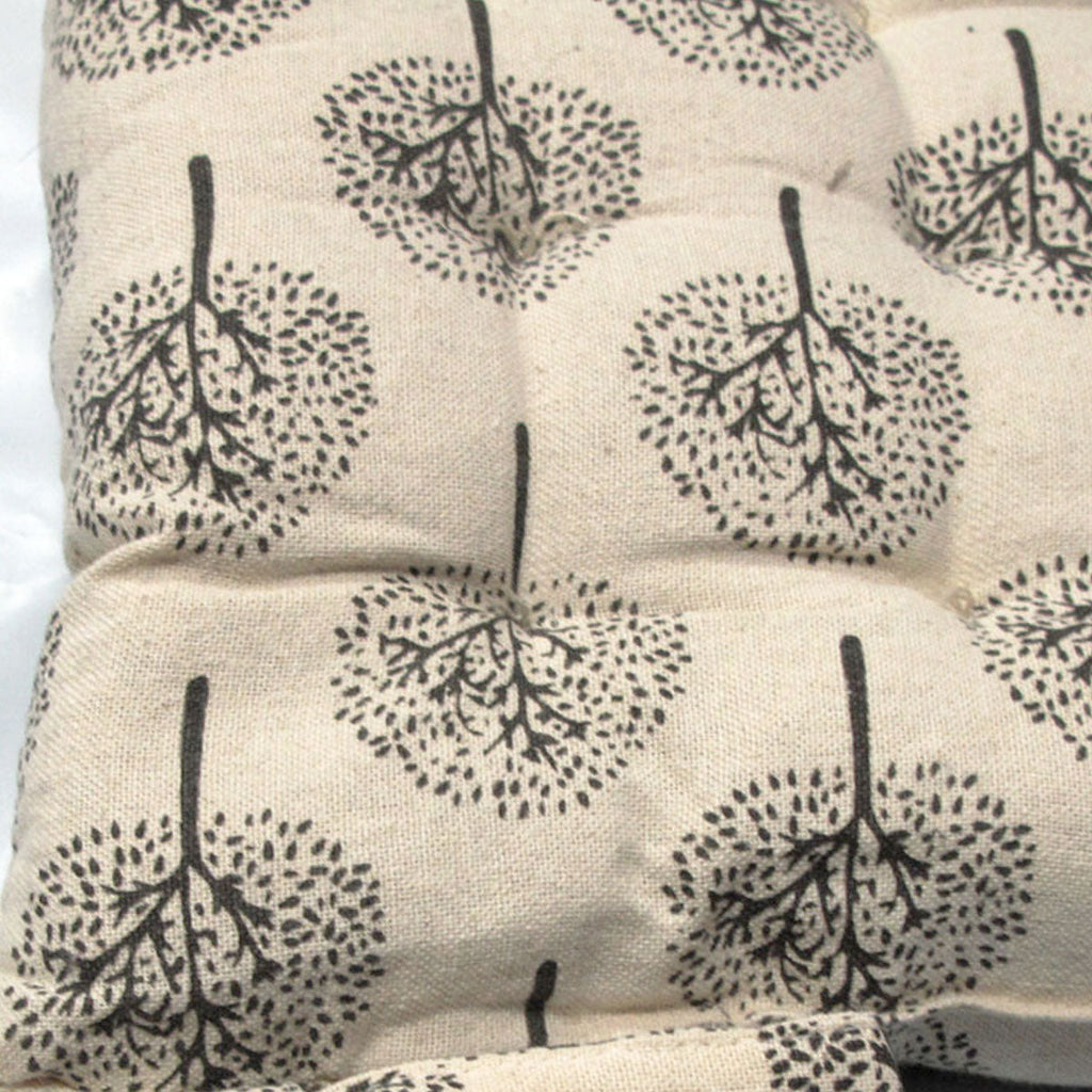 NNEDSZ Lylac Homeware Tree of Life Set of 2 Cotton Chair Pads Dark Grey