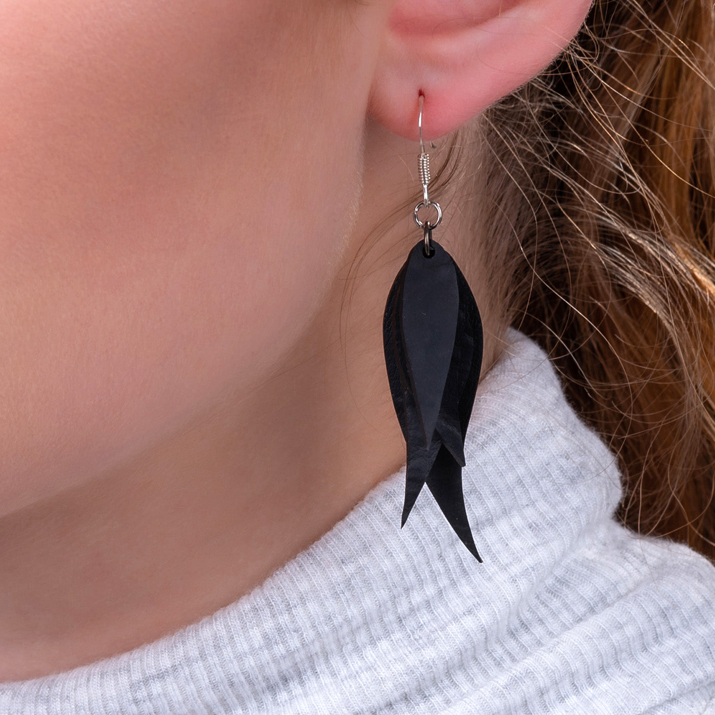 Flake Recycled Rubber Earrings - Eco Friendly