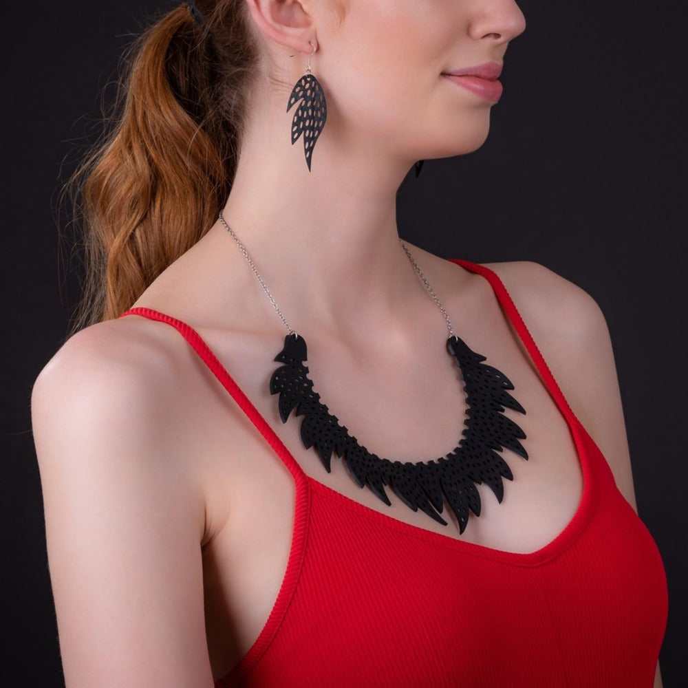 Upcycled Sunburst Inner Tube Necklace - Eco Jewelry